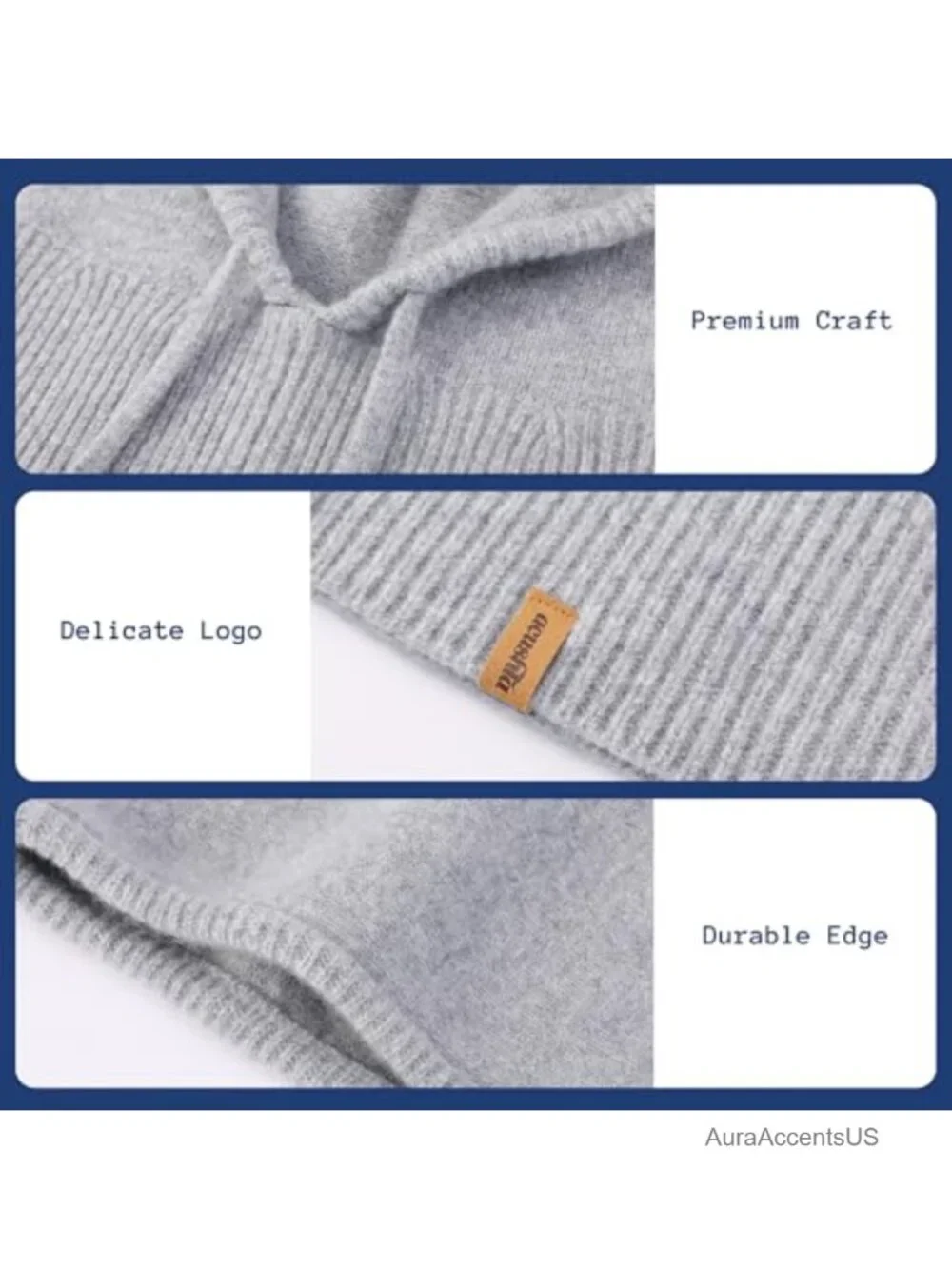 100% Merino Wool Balaclava Winter Knit Hooded Scarf Men Women